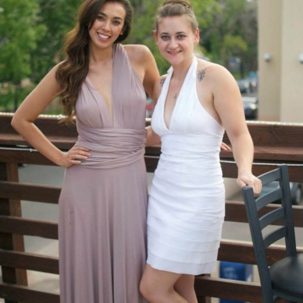 BCBG white halter dress